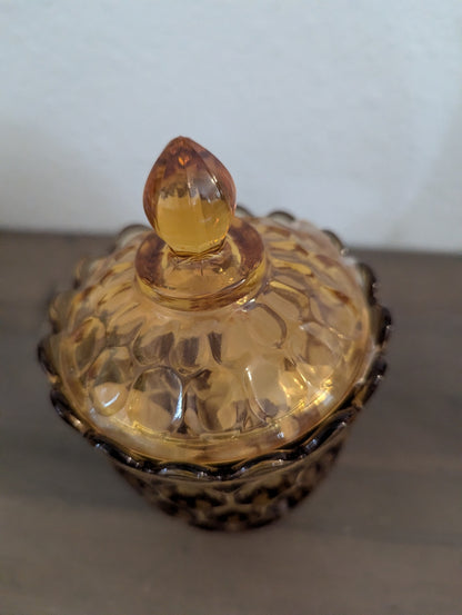 Vtg. Fenton Colonial "Thumbprint" Amber Glass Candy Dish