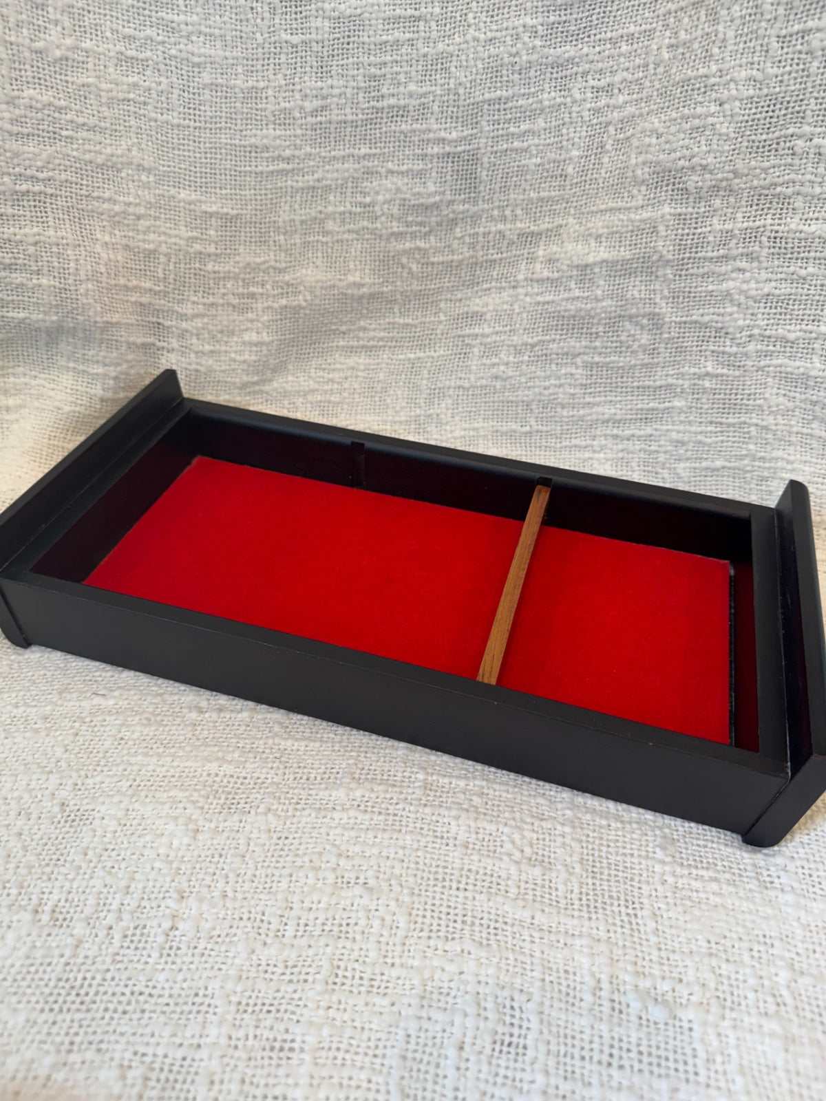 1950s MCM teak valet jewelry box 