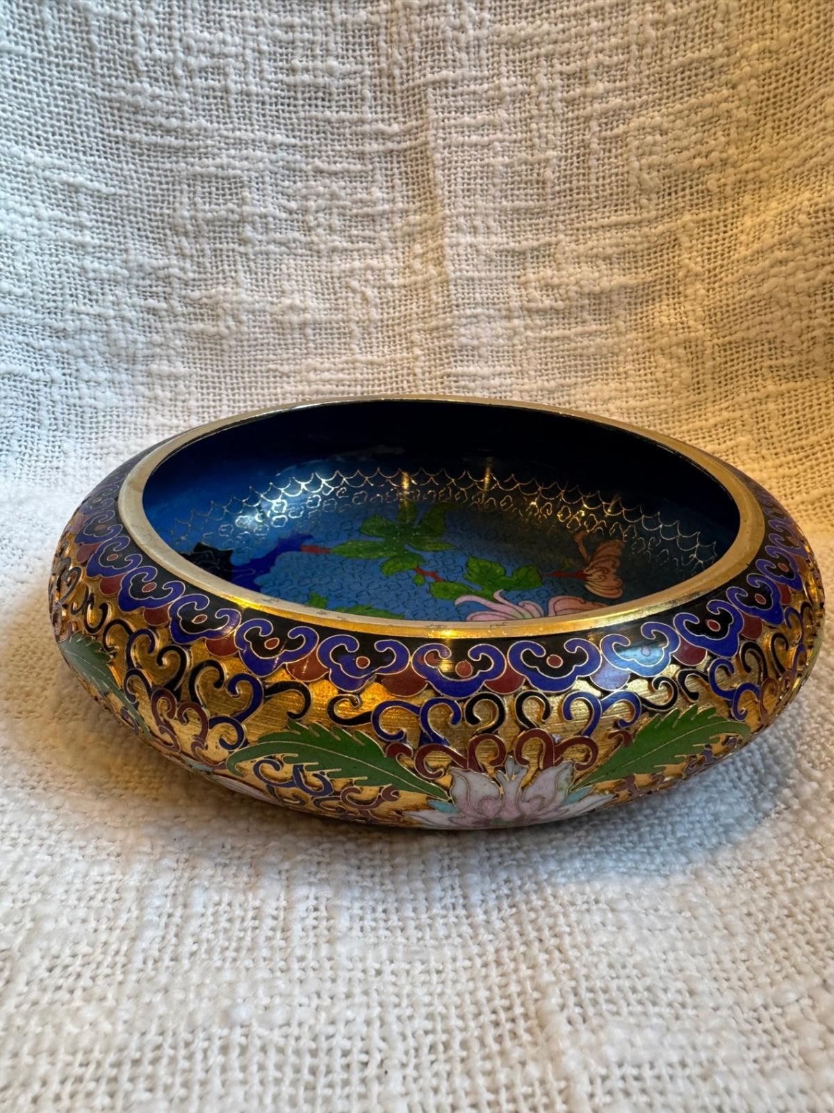 Vintage Chinese cloisonné enamel bowl