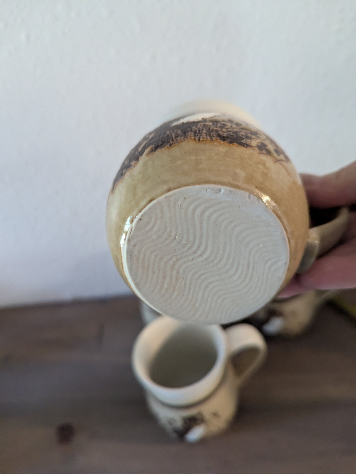 1970's Set of Owl Stoneware Mugs by Otagiri