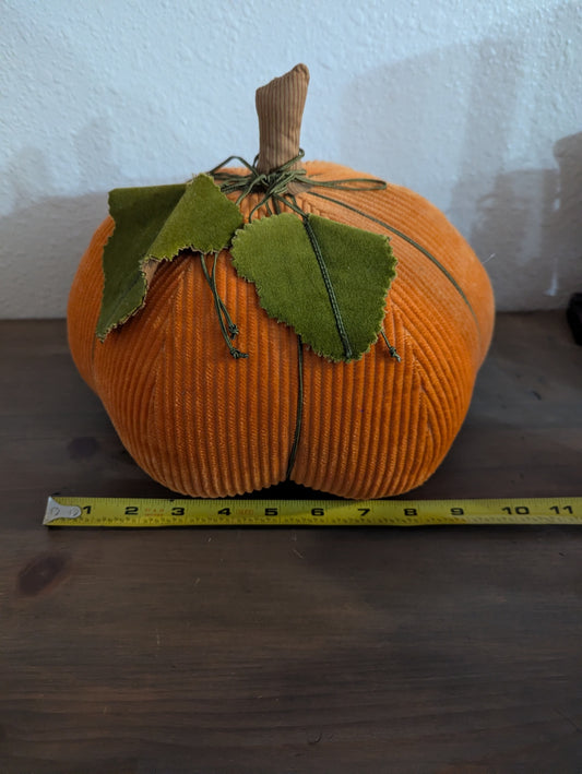Vtg. Hallmark Corduory Stitched Pumpkin Plush Decor
