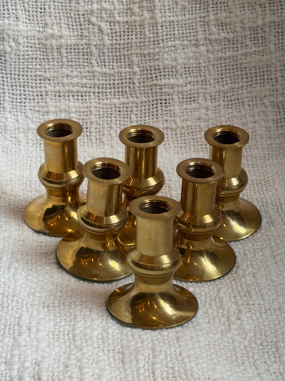 Set of 6 vintage brass mini canal sticks