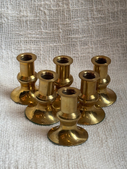 Set of 6 vintage brass mini canal sticks