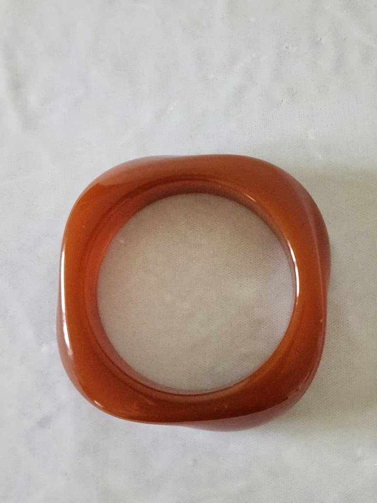 Caramel Art Deco Revival Postmodern Resin Bangle Bracelet