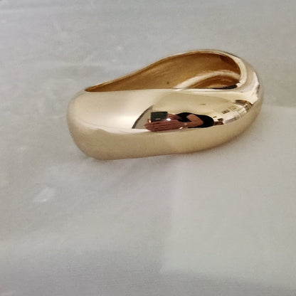 Golden Wave-Form Postmodern Hinged Bangle Bracelet