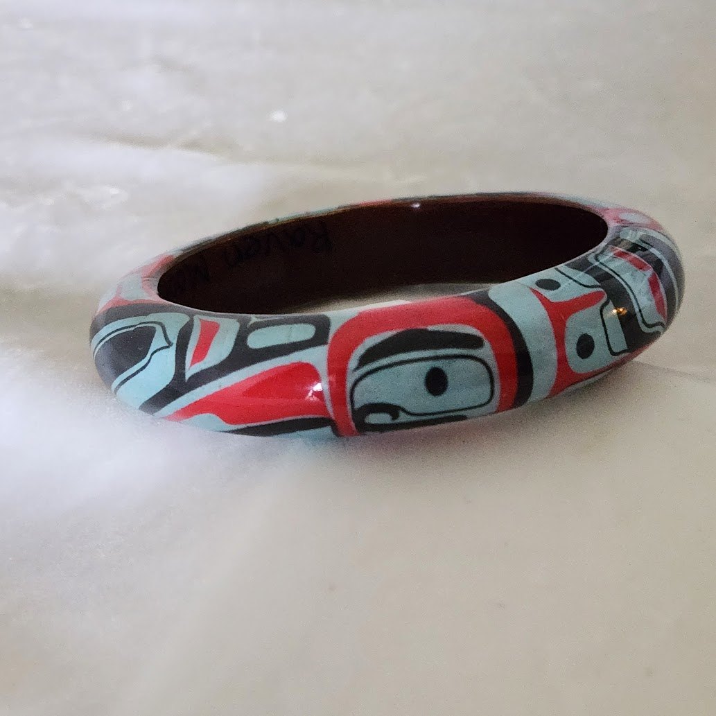 Haida Raven Moon by Gordon White Wooden Bangle Bracelet