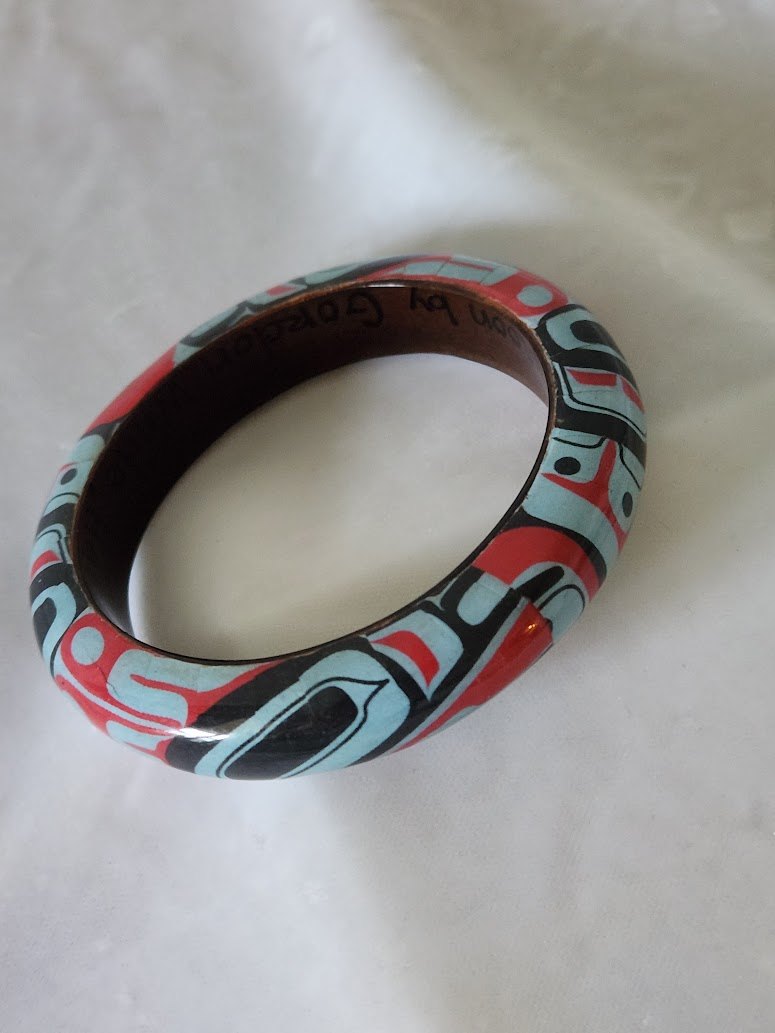 Haida Raven Moon by Gordon White Wooden Bangle Bracelet