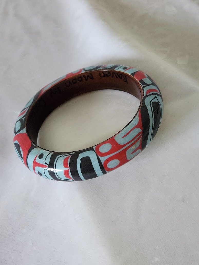 Haida Raven Moon by Gordon White Wooden Bangle Bracelet