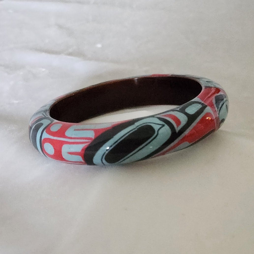 Haida Raven Moon by Gordon White Wooden Bangle Bracelet