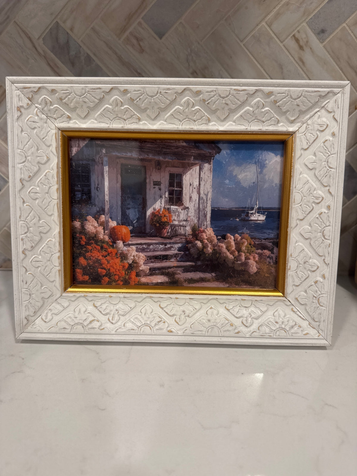 Framed 5x7 Fall Beach House Print