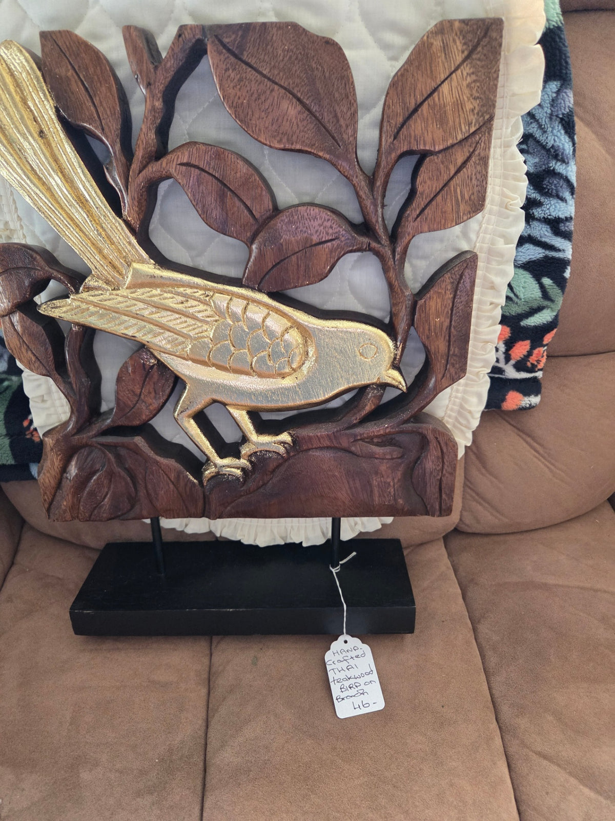 Hand- crafted Thai teakwood bird.