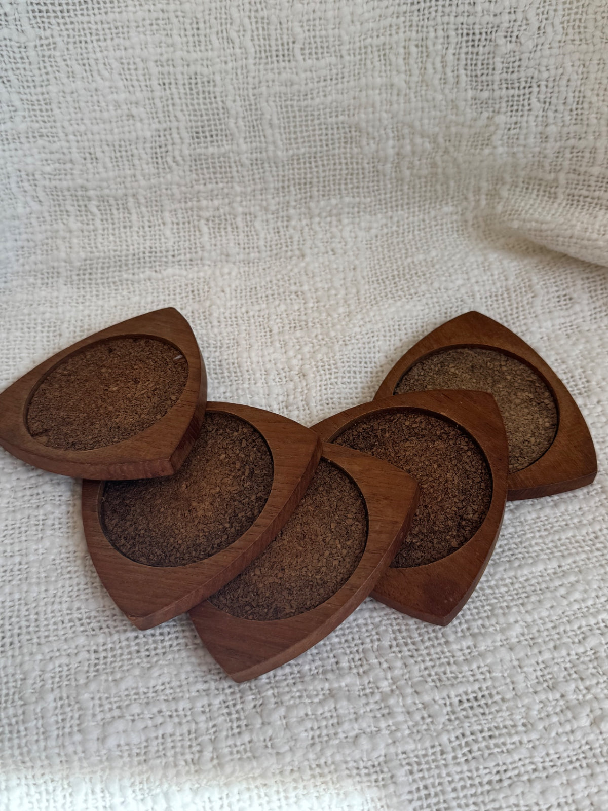  Mid-Century Modern wood and cork coasters