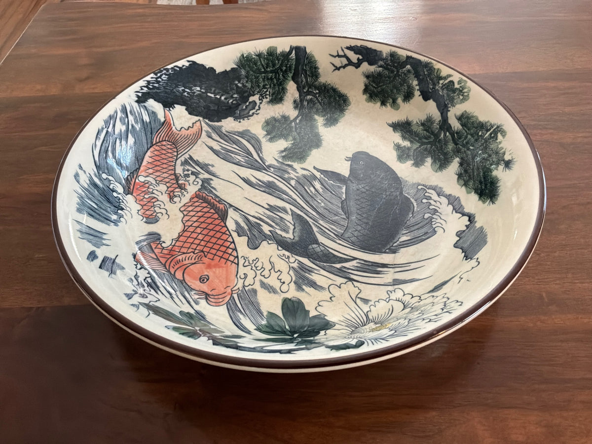 Vintage Japanese porcelain Koi platter