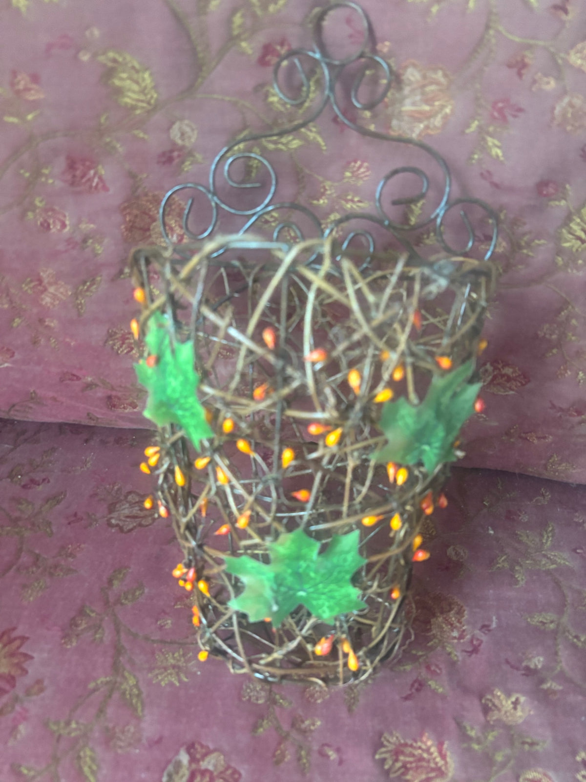 Fall Metal & twig hanging basket