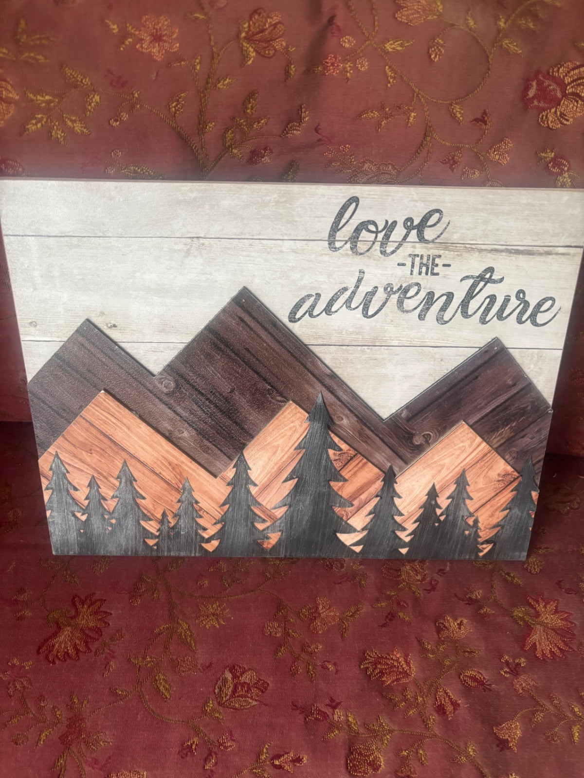 Multi wood & painted mountain design wall art