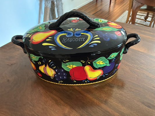 Hand painted BISCOTTI jar
