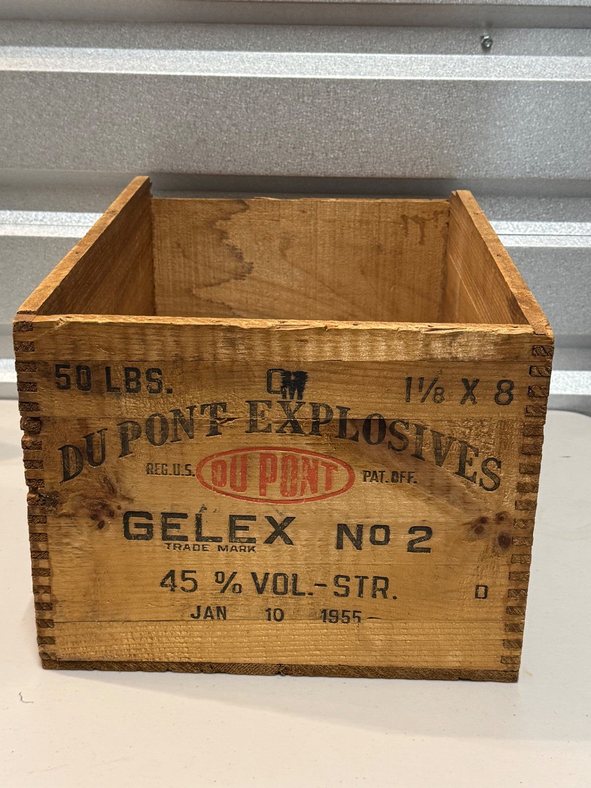 Vintage DuPont Explosive wood crate Jan 10, 1955