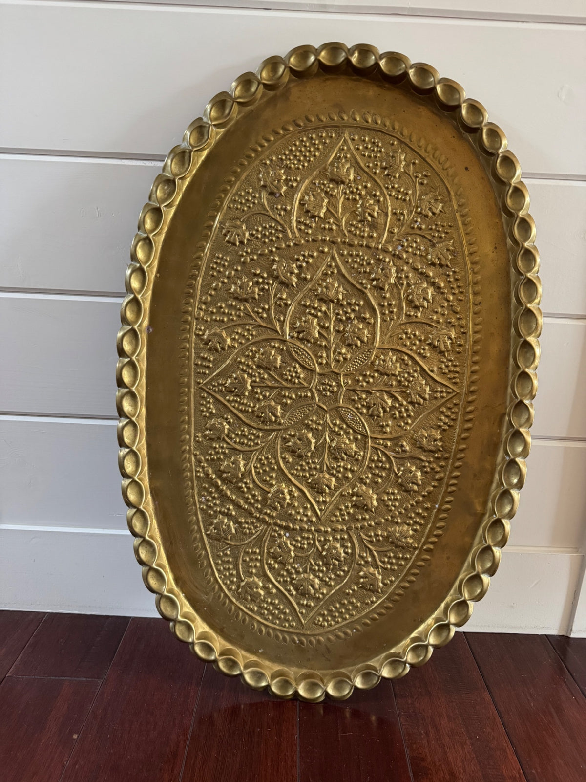 Vintage brass oval grapevine tray 1930’s 1930’s