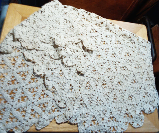 Handcrafted Ecru Table Cover 26" x30"