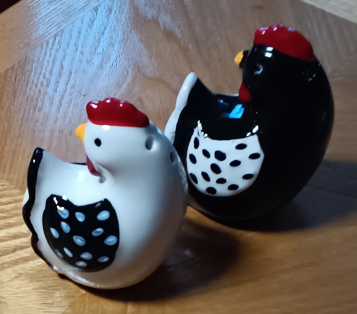 Black & White Chickens Salt & Pepper Set