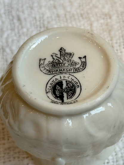 vintage Belleek porcelain creamer in the Lotus pattern
