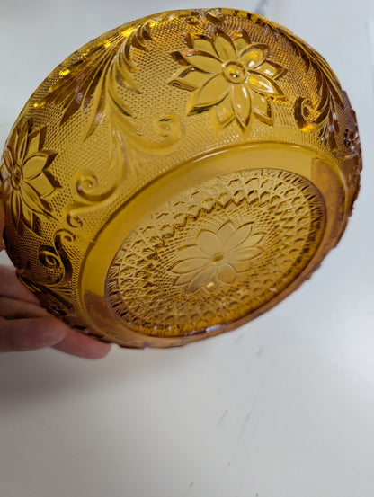 Vtg. Indiana Glass Tiara "Sandwich" Patten Amber Glass Bowls