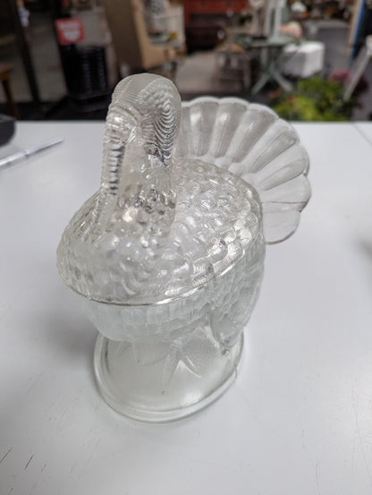 Mid Century L.E. Smith Clear Glass Tom Turkey