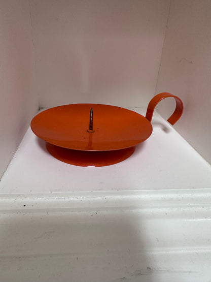 Orange metal candle holder