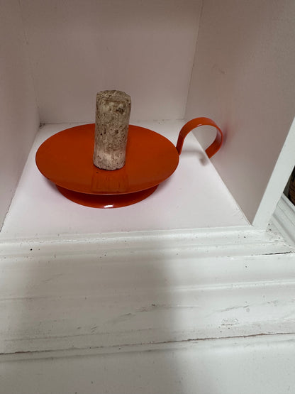 Orange metal candle holder
