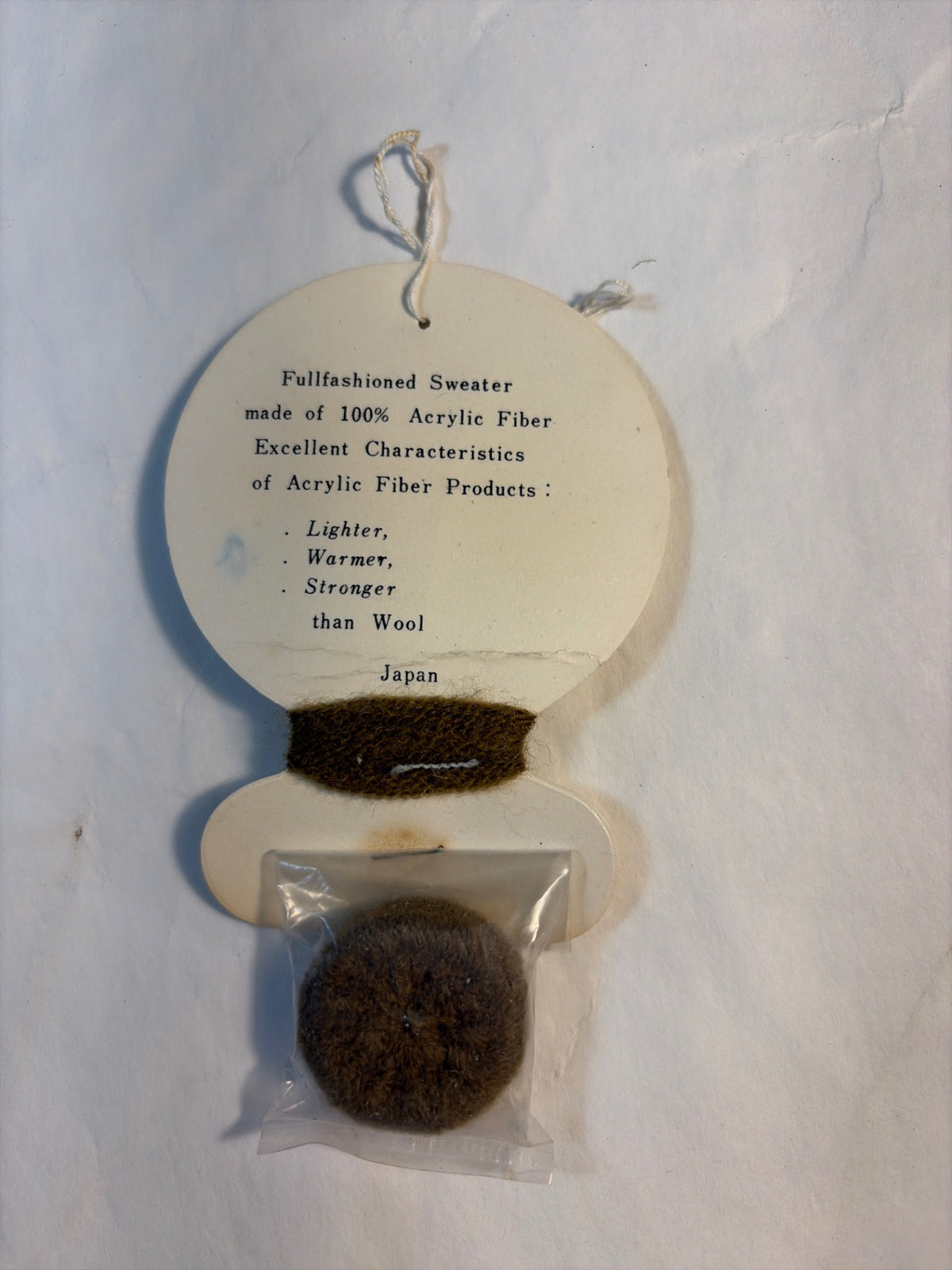 Vintage 100% acrylic button and yarn from Japan on card