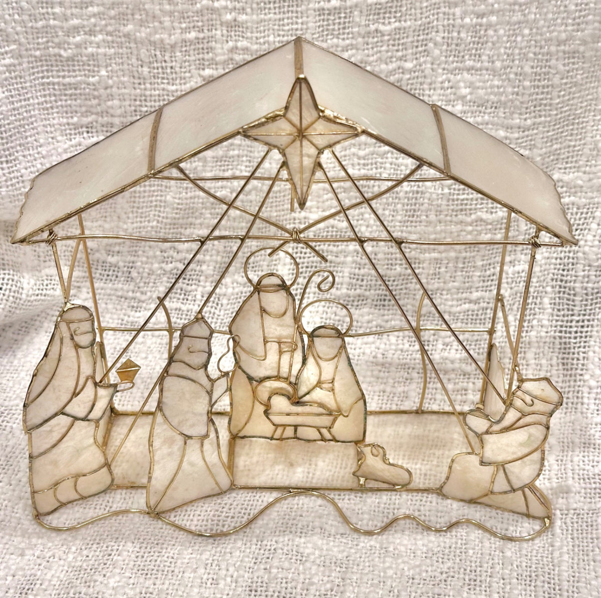 Capiz shell and gold wire  nativity scene