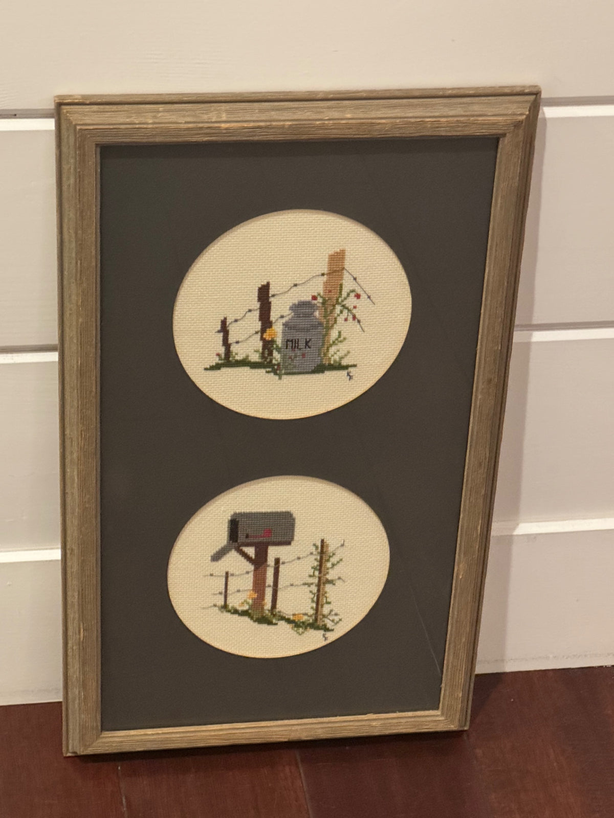 Vintage needlepoint milkcan+ mailbox