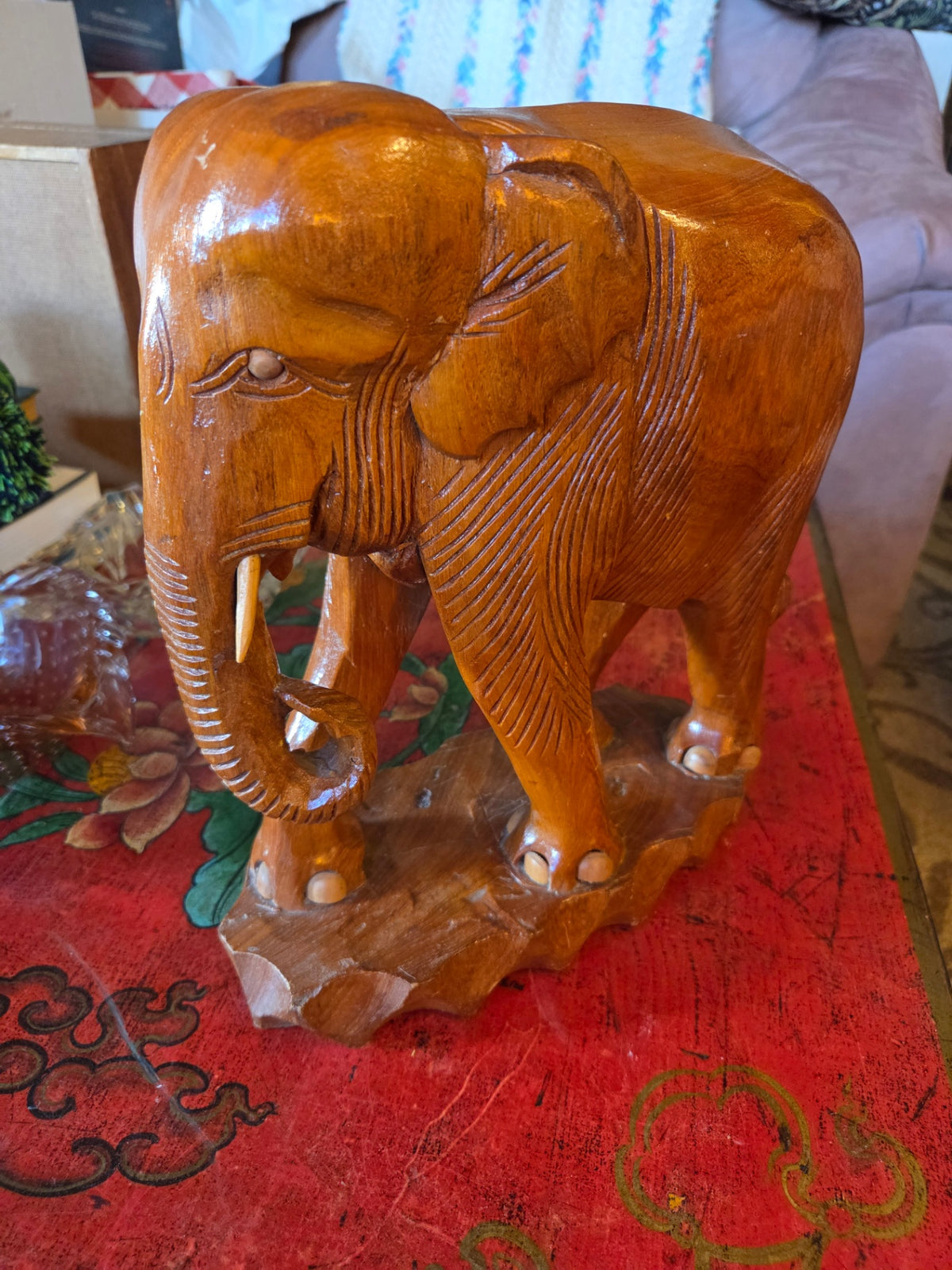 Teak hand-carved elephant
