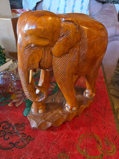 Teak hand-carved elephant