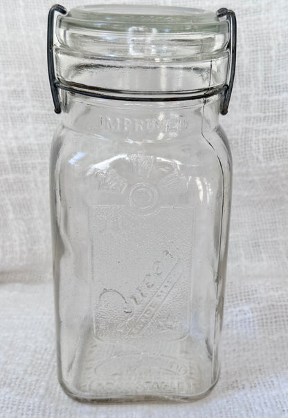 Rare pre-1921 antique Queen Square quart jar