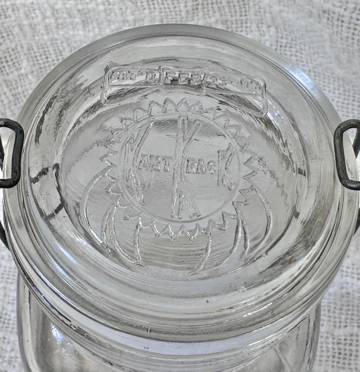 Rare pre-1921 antique Queen Square quart jar