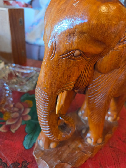 Teak hand-carved elephant