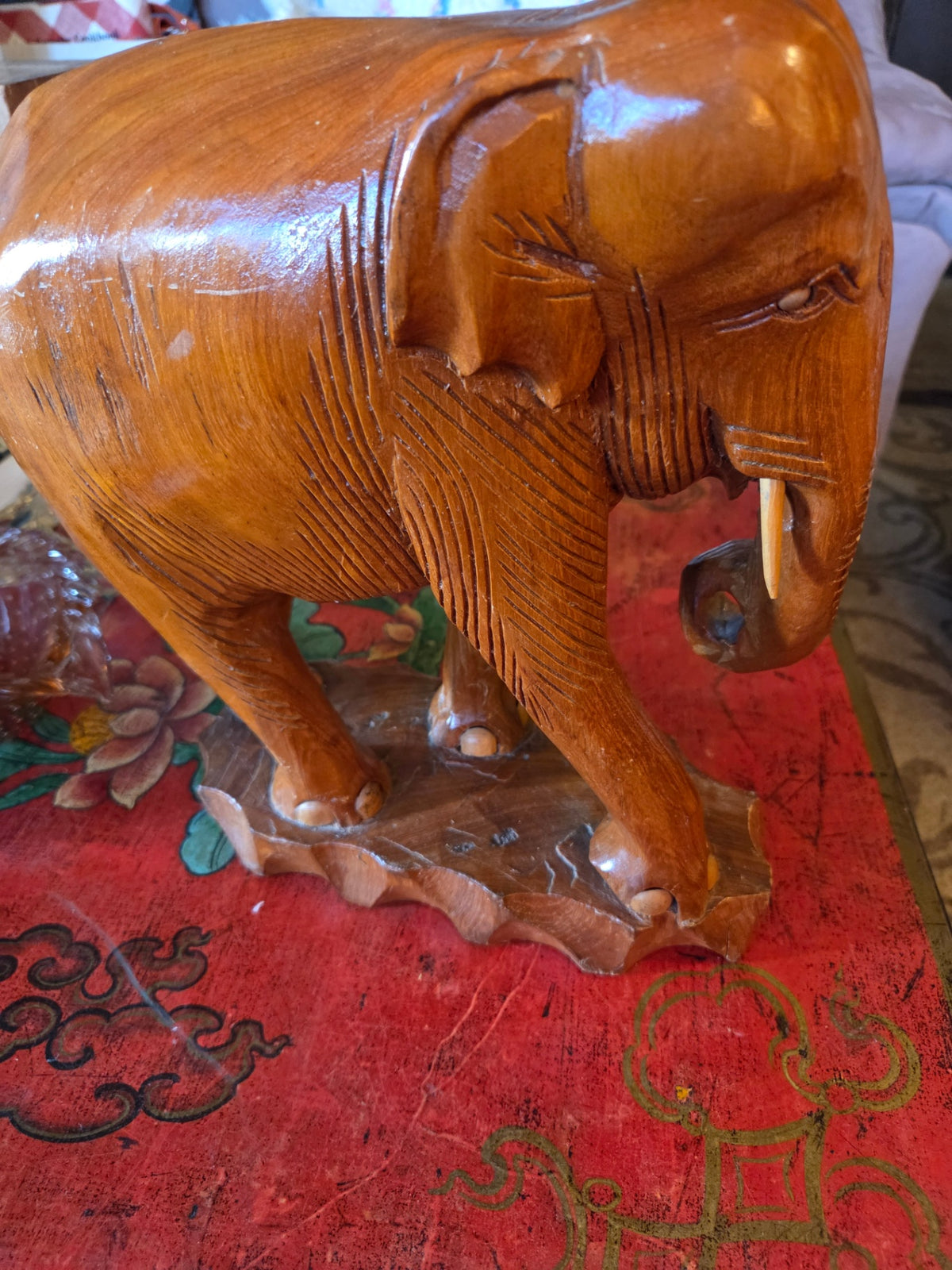 Teak hand-carved elephant