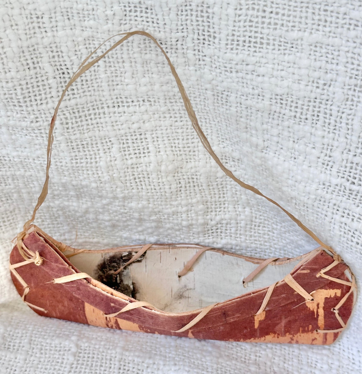 Vintage handmade birch bark canoe