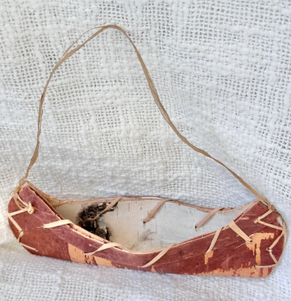 Vintage handmade birch bark canoe