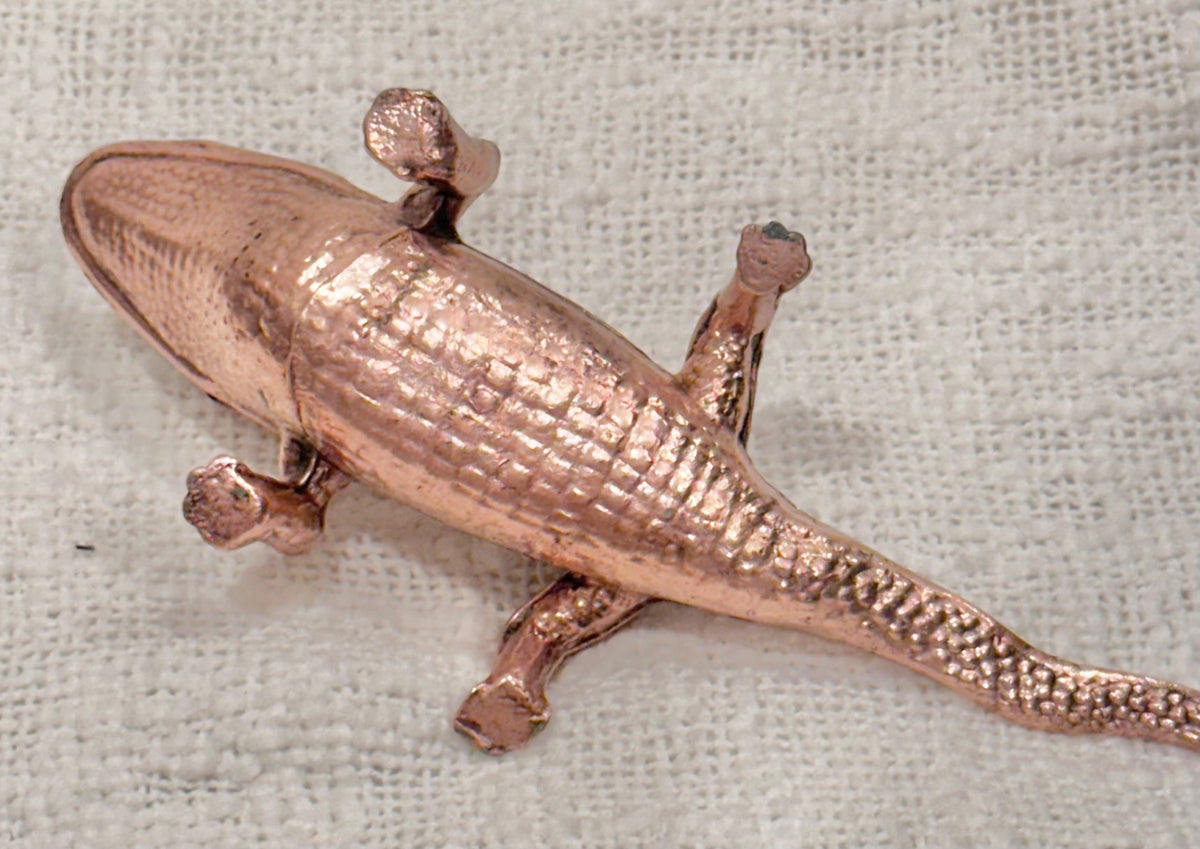 MCM Copper tone metal alligator 