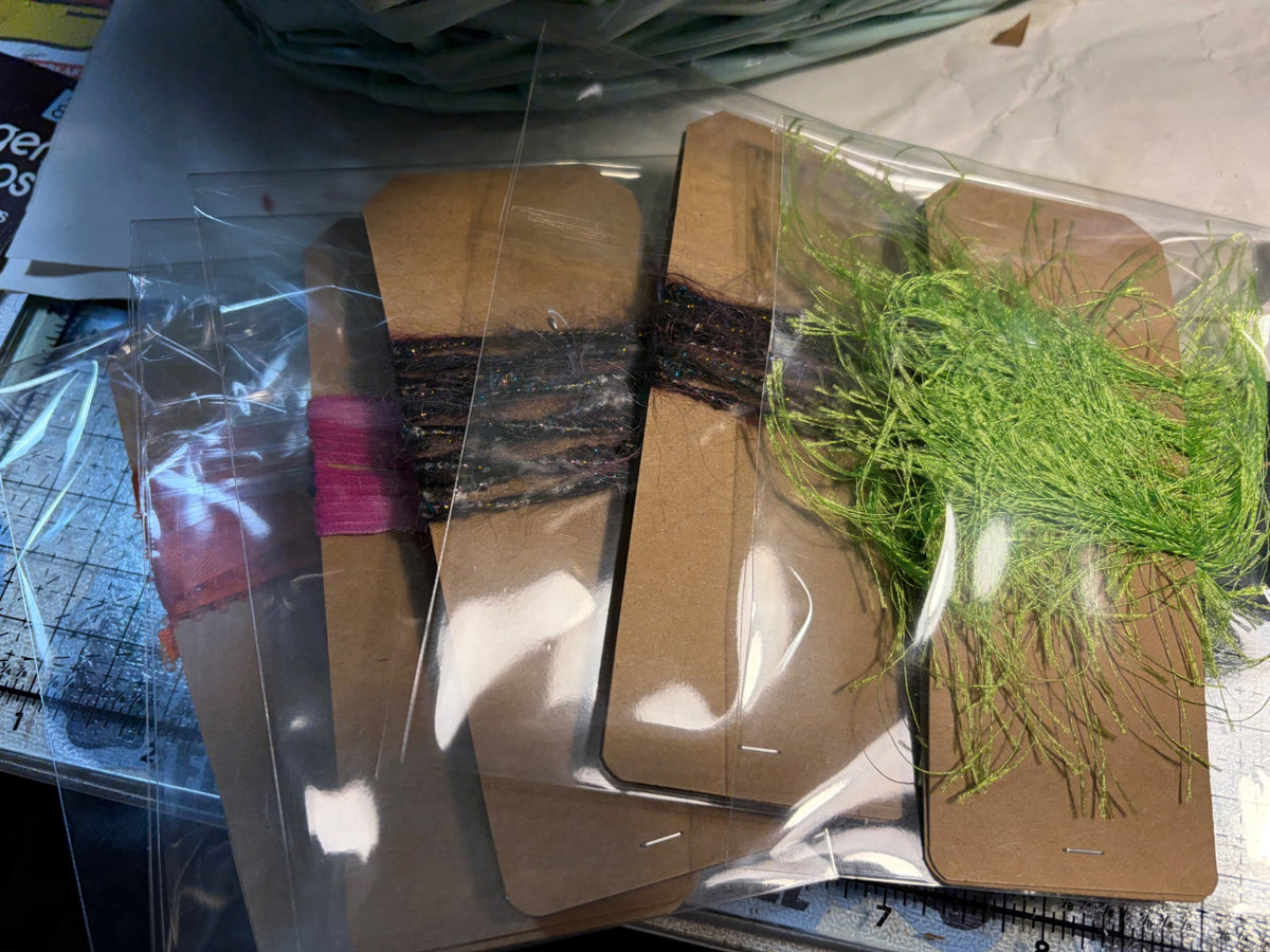 Assorted yarn and fiber scraps