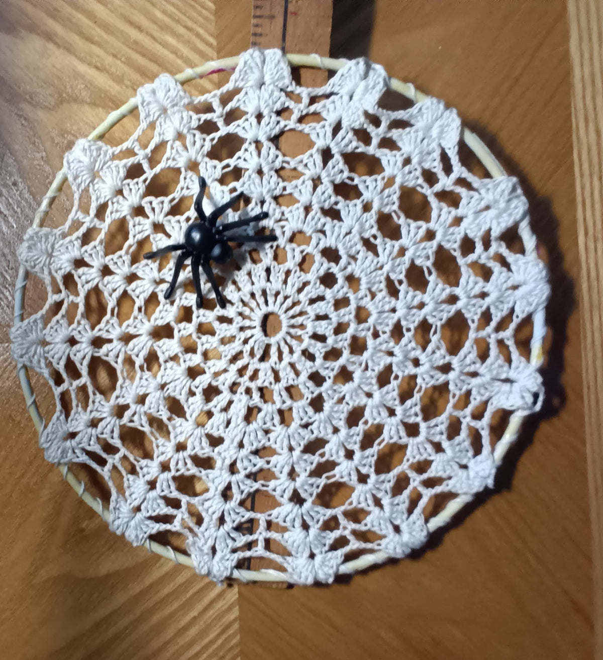 Hand Crocheted Spider Web w/Spider