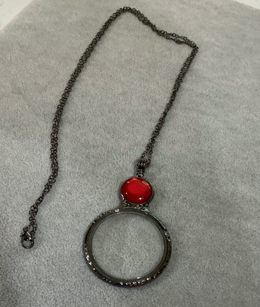 MAGNIFYING GLASS PENDANT….RED