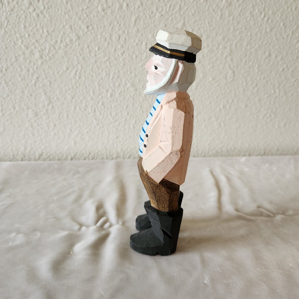 Old Salt Sailor Folk Art Flat Plane Carved Wood Figure