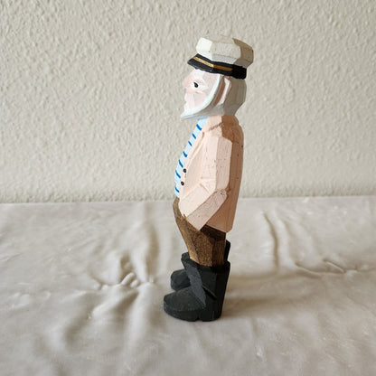 Old Salt Sailor Folk Art Flat Plane Carved Wood Figure
