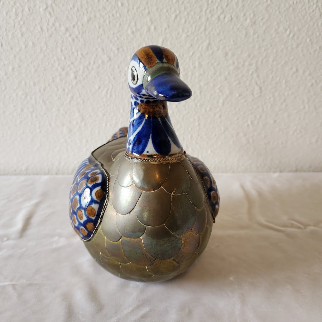 Tonala Ceramic & Brass Duck - Large