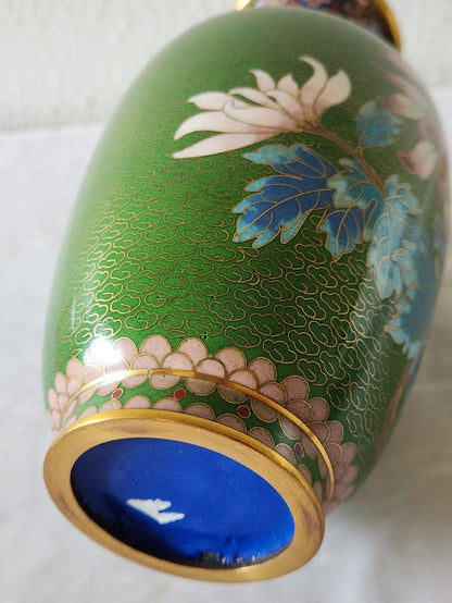 Vintage Green Cloisonne Vase