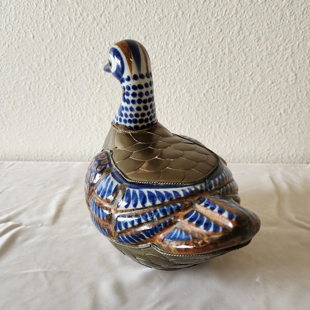 Tonala Ceramic & Brass Duck - Large