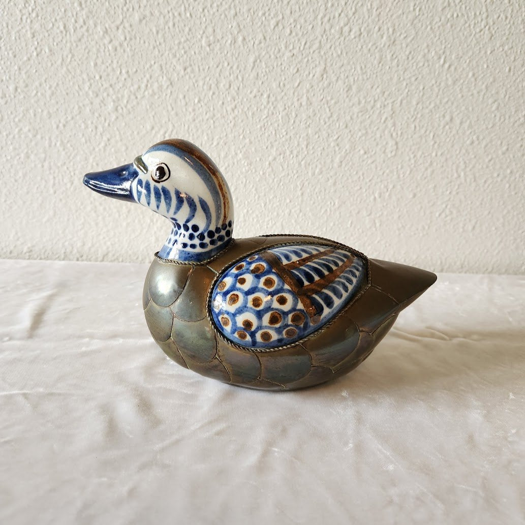 Tonala Ceramic & Brass Duck - Medium